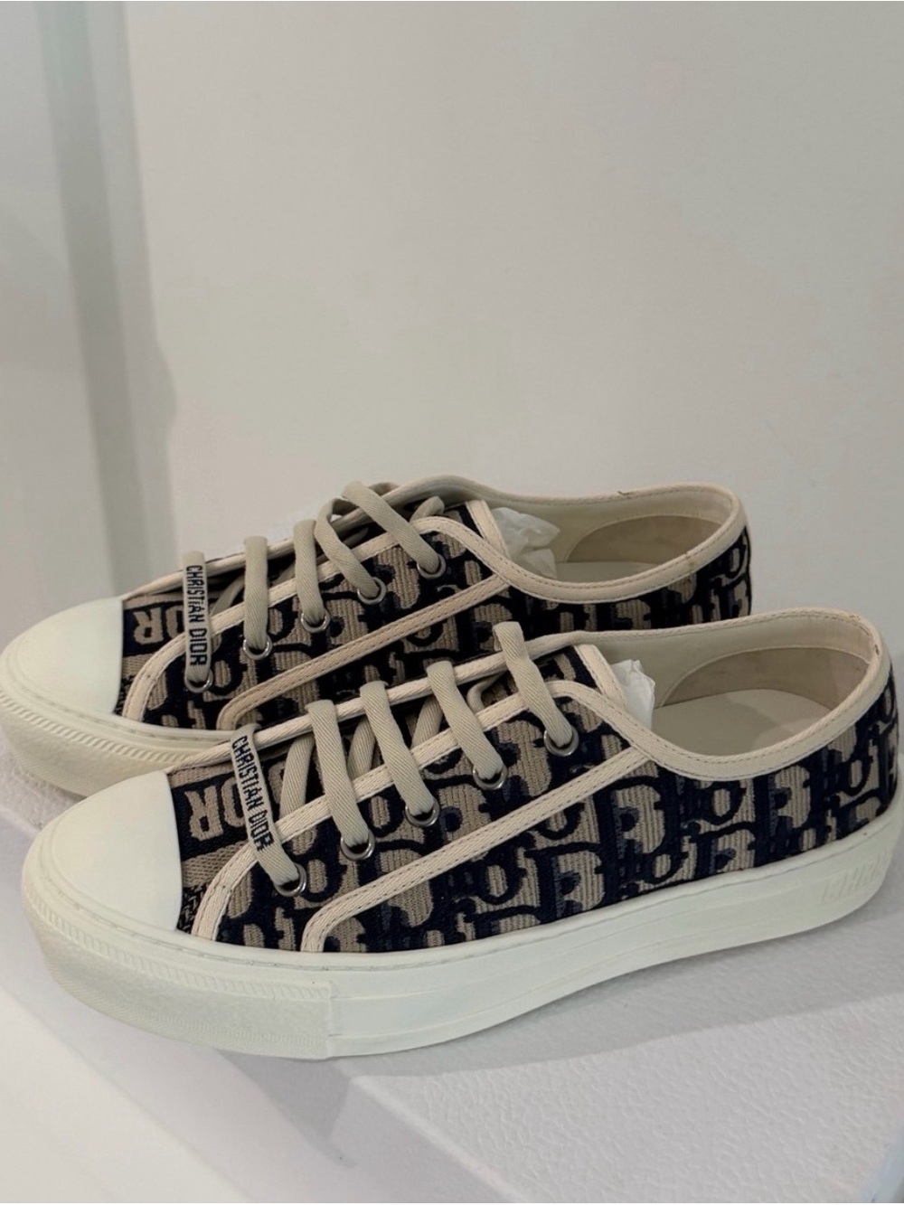 Dior Black & Beige Oblique Canvas Low-Top Sneakers